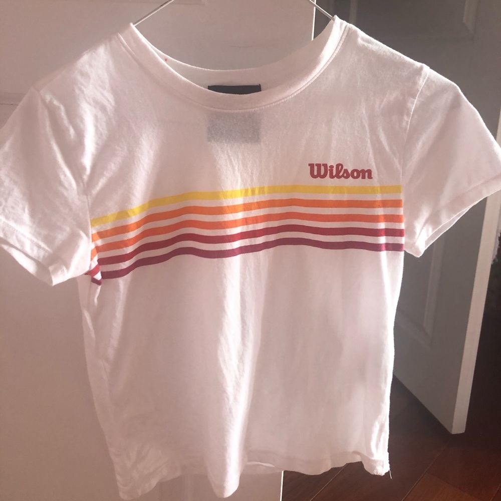 White orage yellow red and maroon Wilson t-shirt